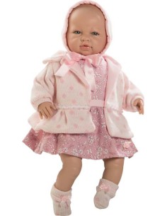 Sarah was born, llorona with dress and coat, pink, in box