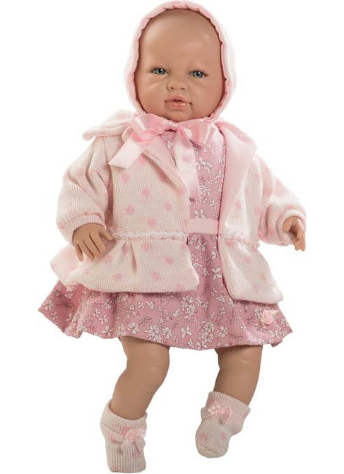 Sarah was born, llorona with dress and coat, pink, in box