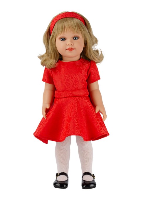 Coral With Red Dress And Headband 45 cm