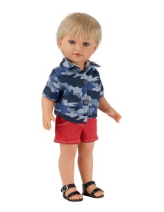 David With Red Short Jeans and Blue Camouflage Shirt 45 cm
