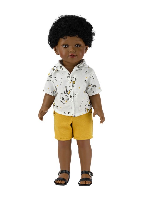 Karim With Yellow Short Jeans and Printed Shirt 45 cm